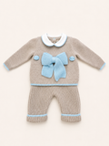 Set due pezzi fiocco celeste