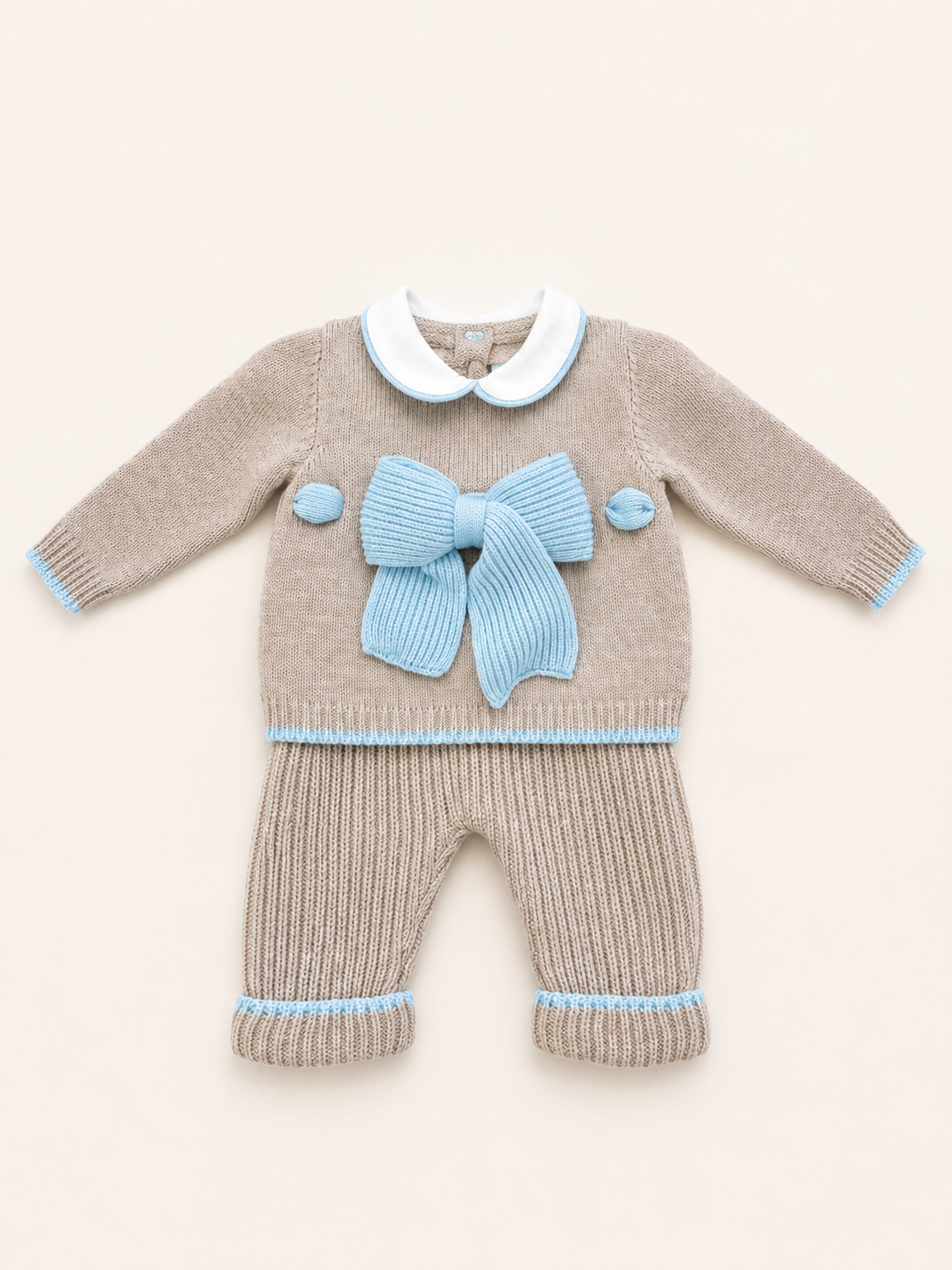 Set due pezzi fiocco celeste