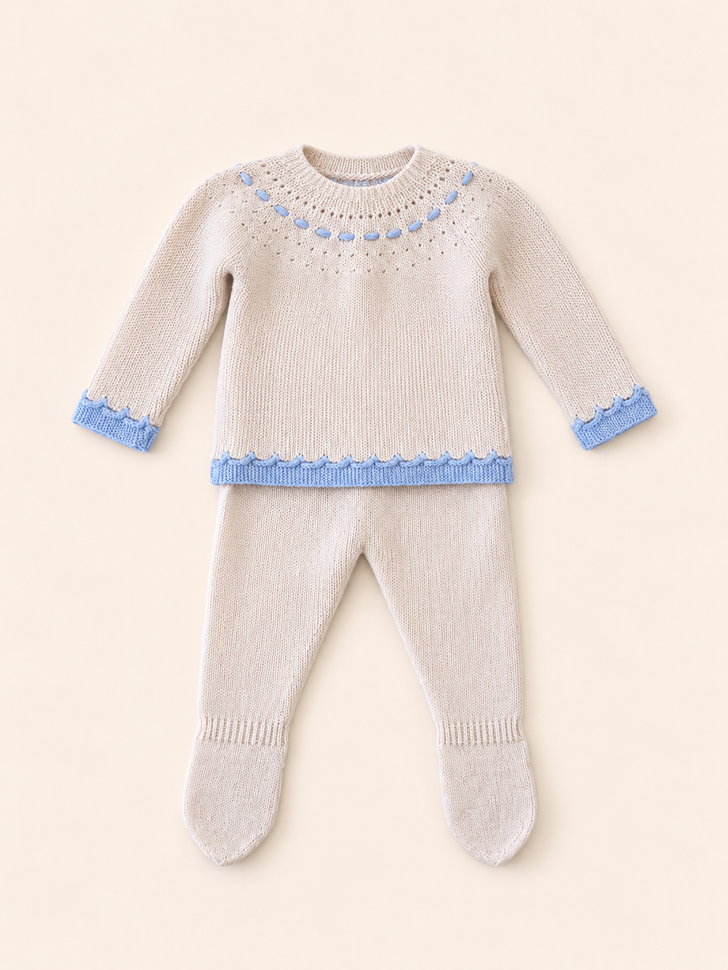 Set beige dettaglio celeste
