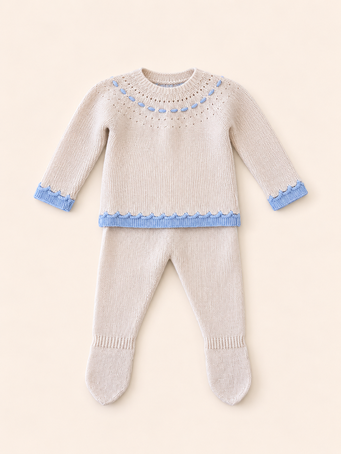 Set beige dettaglio celeste