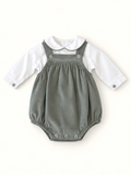 Salopette a pagliaccetto verde salvia e maglia