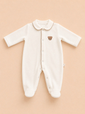 Tutina bianca filo beige orso