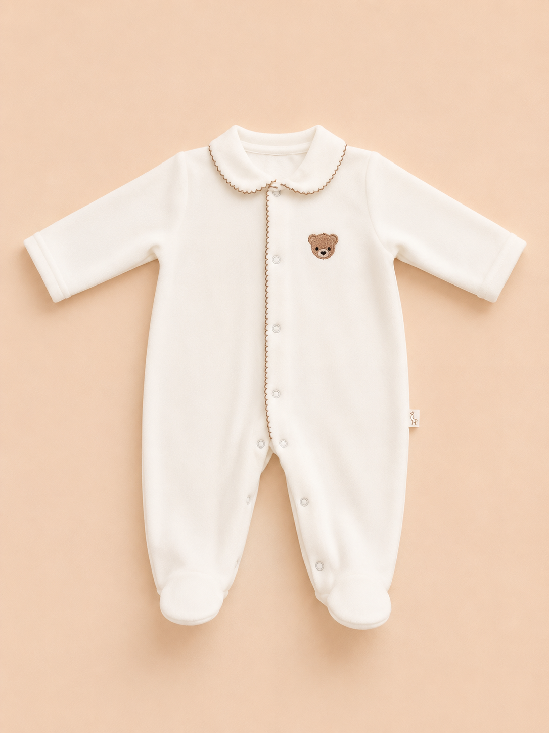 Tutina bianca filo beige orso