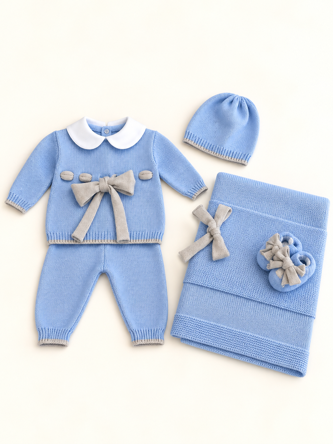 Set nascita fiocco grigio