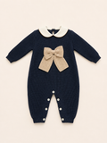 Tutina blu fiocco beige