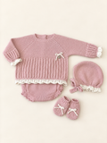 Set rosa bordo bianco