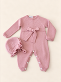 Tutina e cappellino fiocco rosa