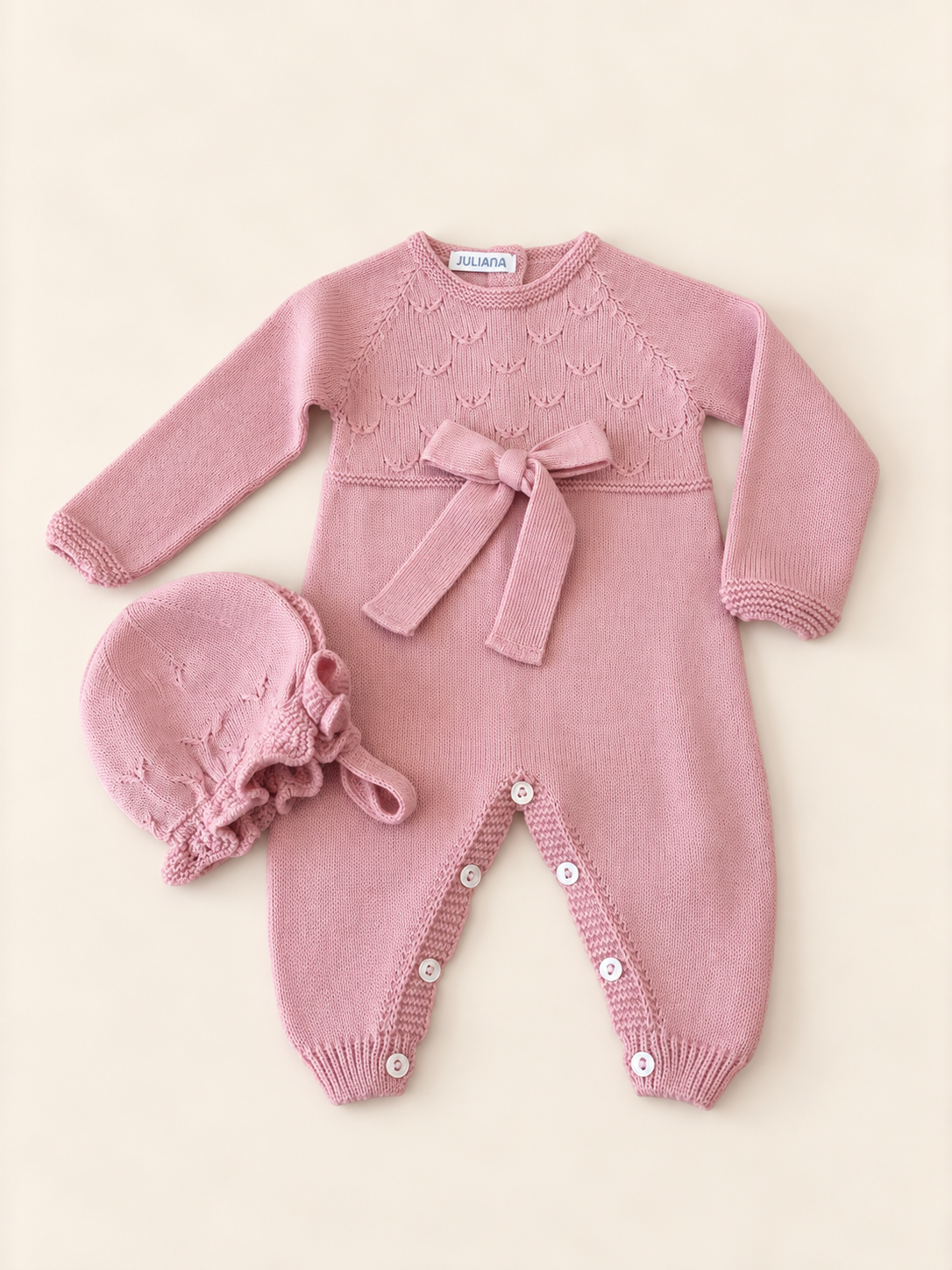 Tutina e cappellino fiocco rosa