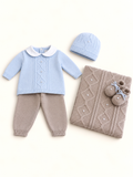 Set nascita beige e celeste