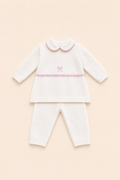 Set due pezzi bianco filo rosa