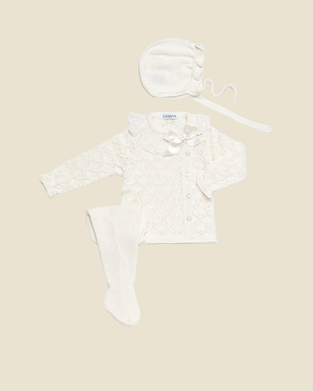 Completo neonato in maglia traforata
