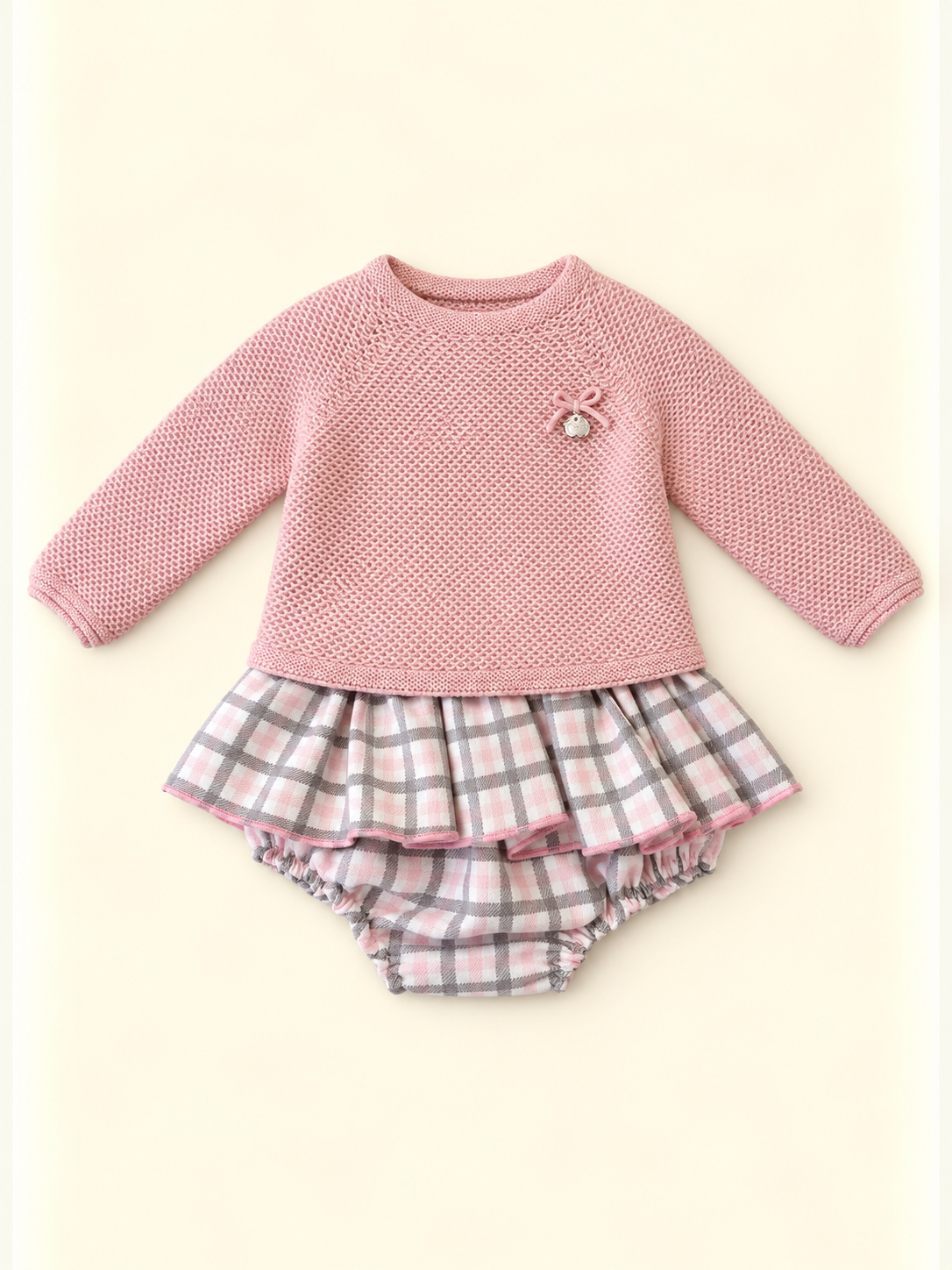 Abito con gonna alla scozzese rosa