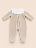 Tutina beige colletto bianco
