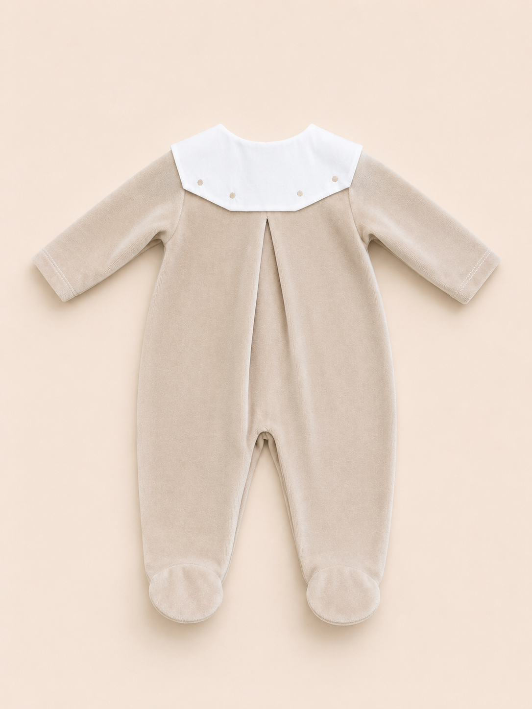 Tutina beige colletto bianco