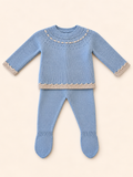 Set celeste  dettaglio beige