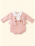 Salopette con body e cardigan