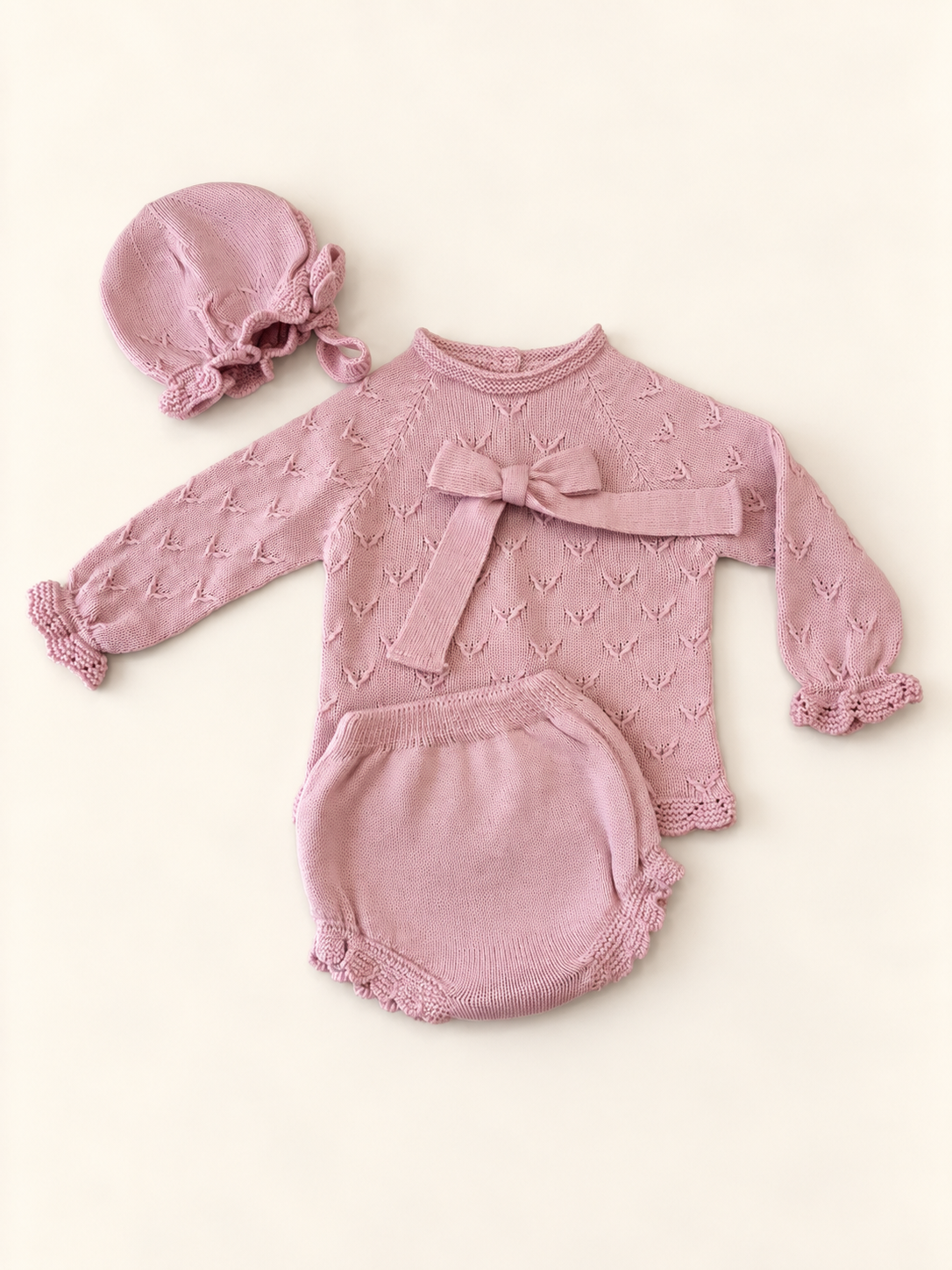 Set trapuntato rosa