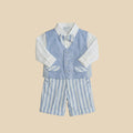 Completo gilet a righe blu